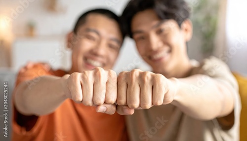 Happy Couple Bonding with Fist Bump Gesture.