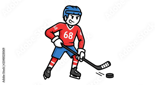 Photography Cartoon Ice Hockey Player Character Illustration