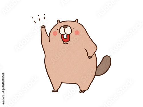 Εκτύπωση καμβά Energetic beaver raising its fist with motivation, eager beaver or enthusiastic