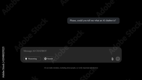 Animated AI Chatbot Interface Screen Recording with Message Conversation on Dark Background