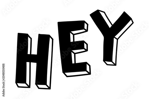 Canvastavla Hey png greeting message typography