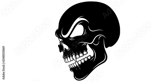 Konstfotografi Evil Skull Silhouette, Dark Halloween Icon Vector