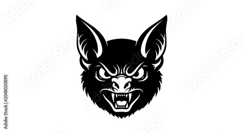 Bild auf Leinwand Fierce Bat Head Silhouette, Dark Fantasy Creature Icon