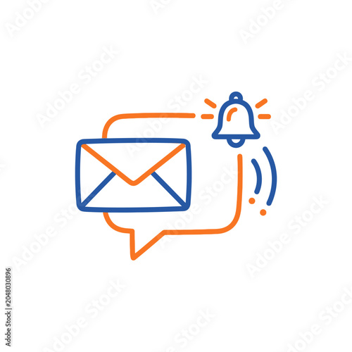 Email notification icon with bell and message speech bubble.