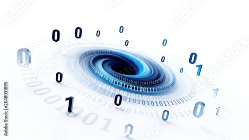 Binary code spiral with numbers