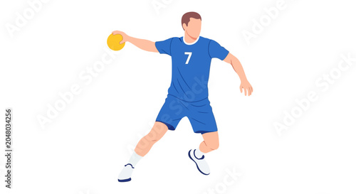 Foto Handball Player Throwing Ball - Athlete in Action, Sport Illustration