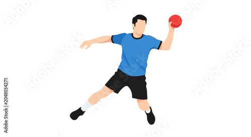 Bild auf Leinwand Handball Player Throwing Ball Action Sport Athlete Isolated