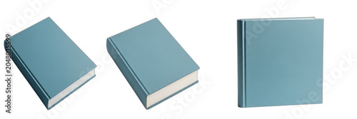 Fotografía Set or collection of closed blue hardcover book isolated on white transparent ba
