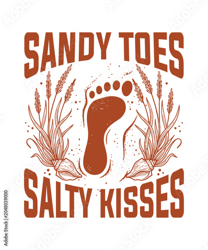 Sandy toes salty kisses beach lover summer ocean waves coastal gift tee