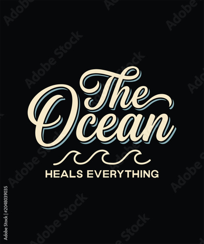 The ocean heals everything beach therapy mental health nature lover summer shirt