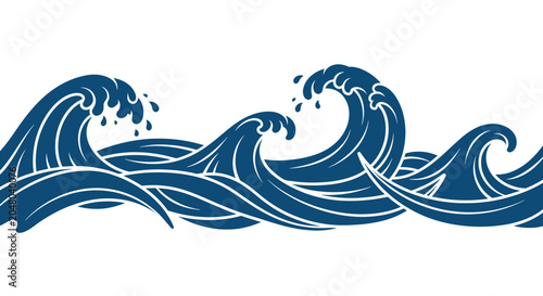 Fotografi Waves Ocean Blue Water Crashing.