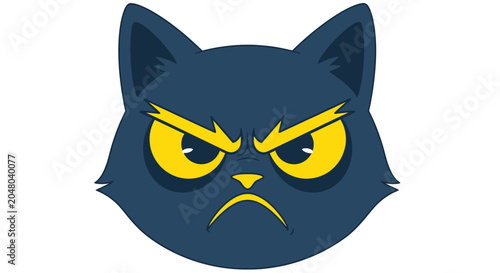 Tableau sur toile Angry cartoon cat face expression.