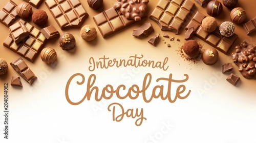 Delicious assortment of assorted chocolates and chocolate bars perfect for celebrating international chocolate day with a luxurious