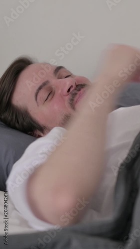 Young Man Going to Bed, Sleeping, Vertical Video
