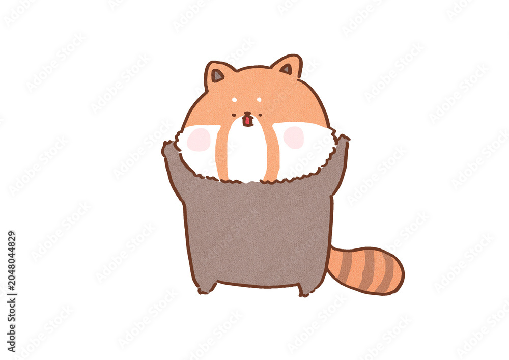 Ταπετσαρία Cute red panda standing on its hind legs and raising front paws to intimidate, a