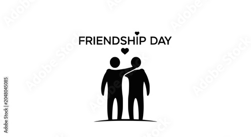 Friendship Day Greeting Card Design with Two Friends Silhouette