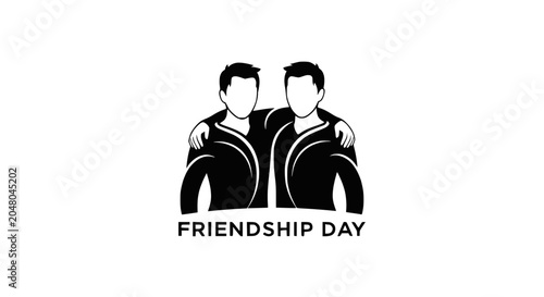 Bild auf Leinwand Friendship Day Logo Design with Two Friends Embracing