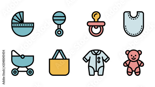 Canvastavla Colorful baby items and accessories illustration.