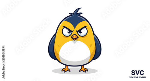 Quadro su tela Angry Cartoon Bird Closeup Portrait.