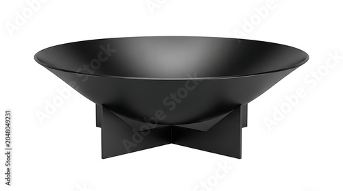 Minimalist black metal fire pit bowl for outdoor patio