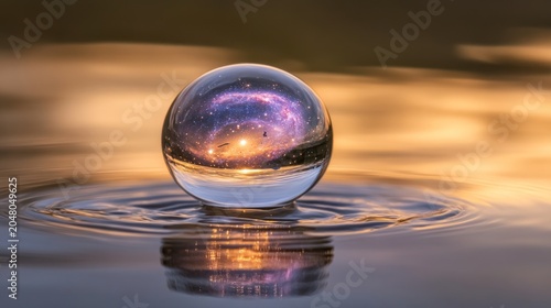 Crystal ball reflecting sunset galaxy