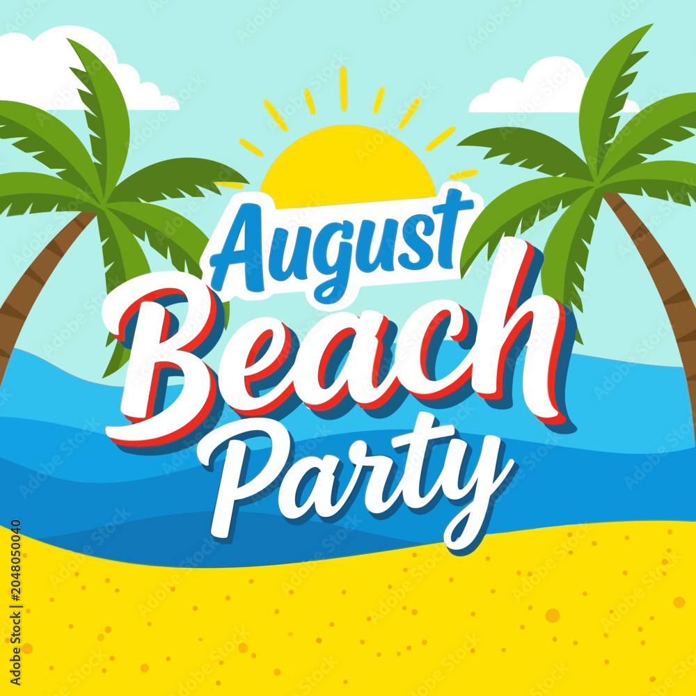 Obraz premium august beach party poster
