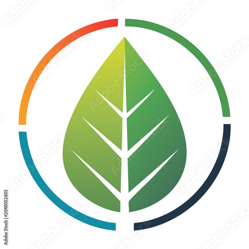 Green leaf icon with colorful circle segments
