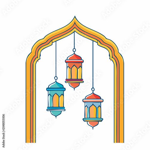 Islamic Lanterns Hanging Under Archway