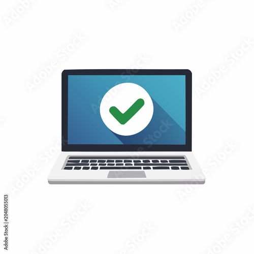 Laptop with green checkmark on screen