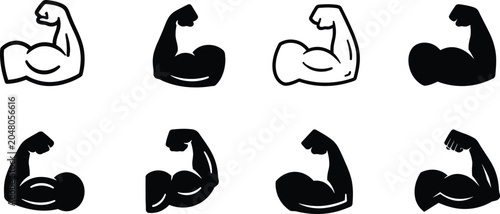 Slika na platnu Flexing Bicep SVG Bundle | Muscle Arm Fitness Vector Icons