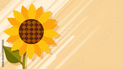 Bright yellow sunflower bloom on a soft pastel cream background graphic vector template, summer botanical concept copy space