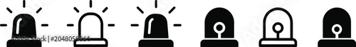Fotografía Emergency Siren Vector Icon Set: Flashing Police and Ambulance Light Graphics