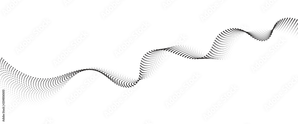 Fototapeta premium Flowing Dot Wave halftone gradient pattern on transparent background