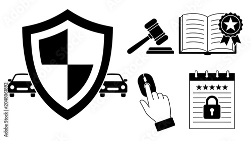 Legal and Insurance Business Icon Set