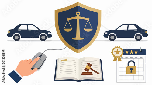 Automotive Legal Services Infographic Illustration