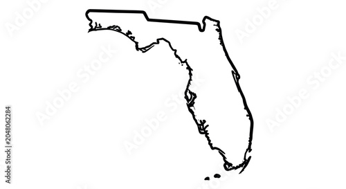 Florida state map outline black line.