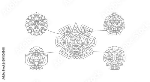 Obraz na plátně Mayan Sun God Glyphs Ancient Mesoamerican Art