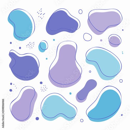 Abstract Organic Shapes with Blue and Purple Tones