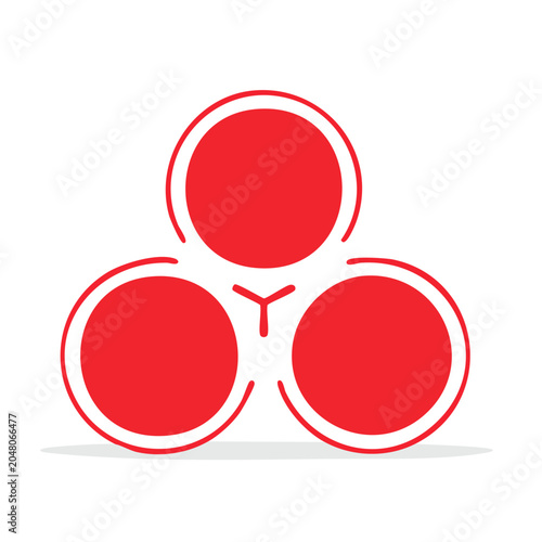 Abstract red circles symbol on white background