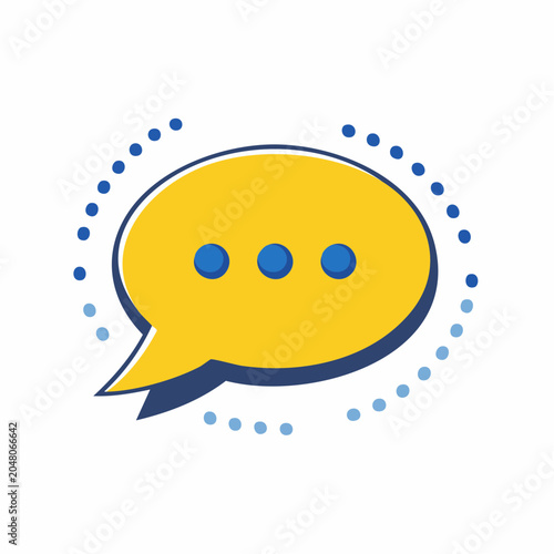 Yellow Speech Bubble with Blue Dots