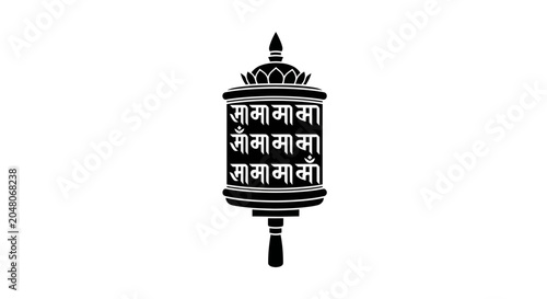 Photos Tibetan Prayer Wheel Buddhist Mantra Black White Icon