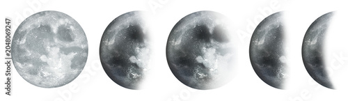 Photos PNG Lunar phases in sequence on transparent background