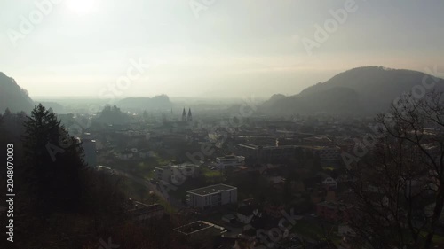 Panoramic Aerial View of Götzis with Kummenberg and Rhine Valley Landscape