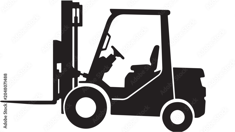 Fototapeta premium Black Forklift Silhouette For Industrial Concepts