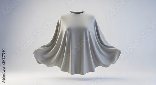 Blank fabric white tablecloth floating drapery mockup template