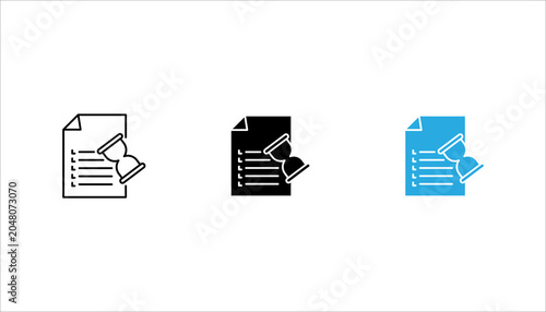 Quadro em tela Outline document with hourglass icon representing deadlines, time limits, contracts, paperwork, task management, project schedules, compliance, and business documentation