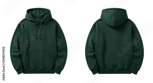 Dark Green Hoodie Front Back View | Classic Sweatshirt for Men Women