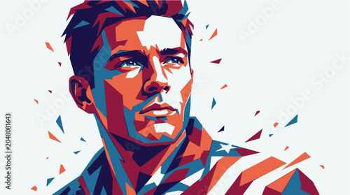 Photos Man Portrait Closeup Face Illustration.