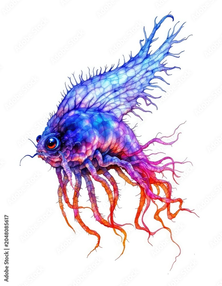 Fototapeta premium Strange, vibrant fish with elaborate fins
