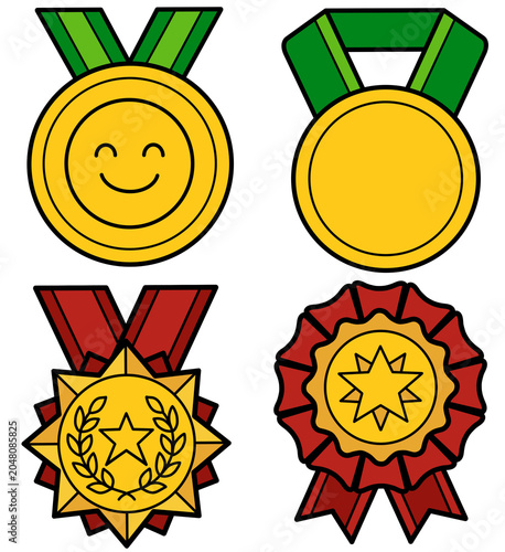 set of gold and bronze medals